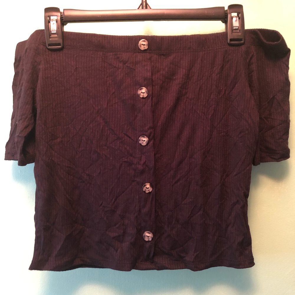 NWT Seductions Black Crop Off The Shoulder Top